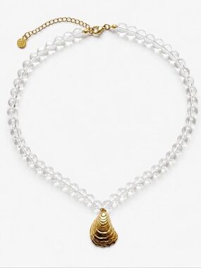 New mayamar clear beaded 24kt Gold dipped Shell Pendant  Necklace